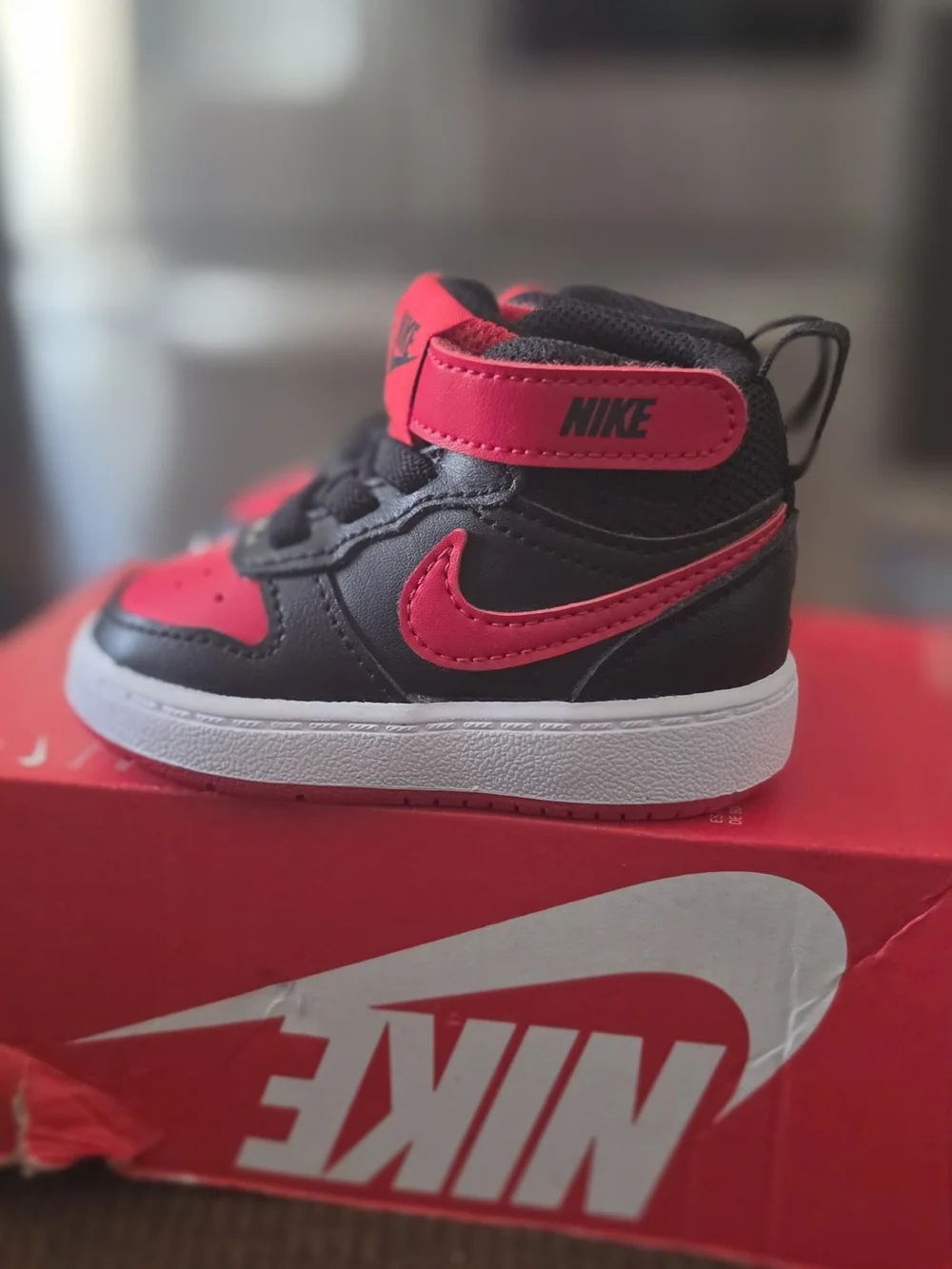 Nike Baby High-Top Sneakers in Black and Red
